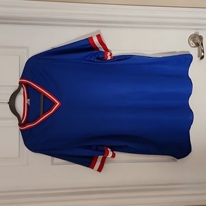 Vintage Trimark Jersey. Size XXL Blue with Red and White Stripe Sleeves